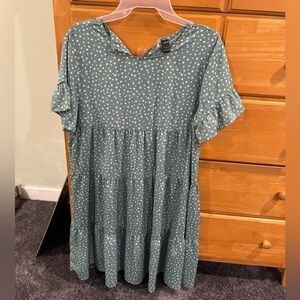 SHEIN Teal Dress with White Dots